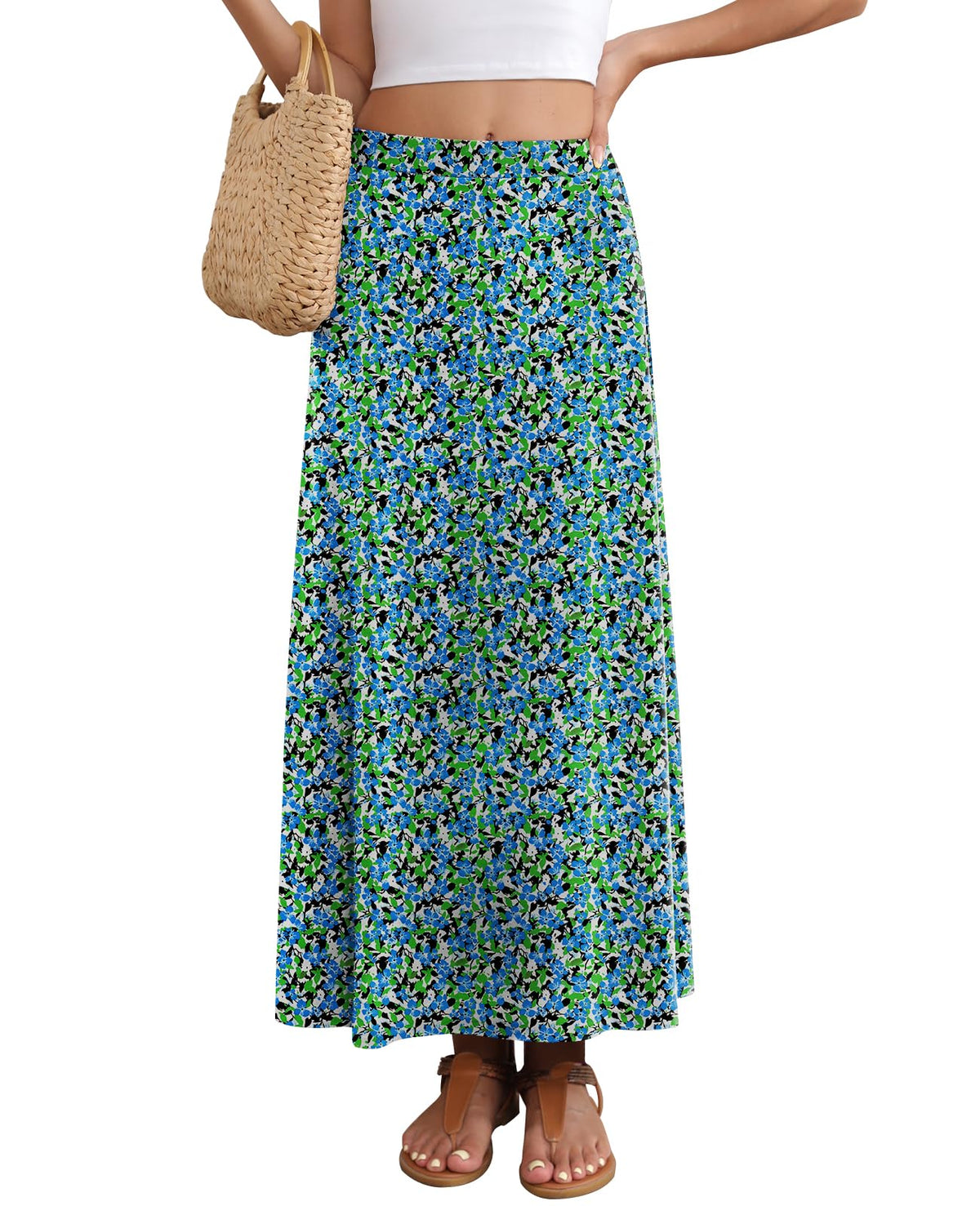 Women's Maxi Skirt Flowy A-line Casual Long Skirts S-2XL