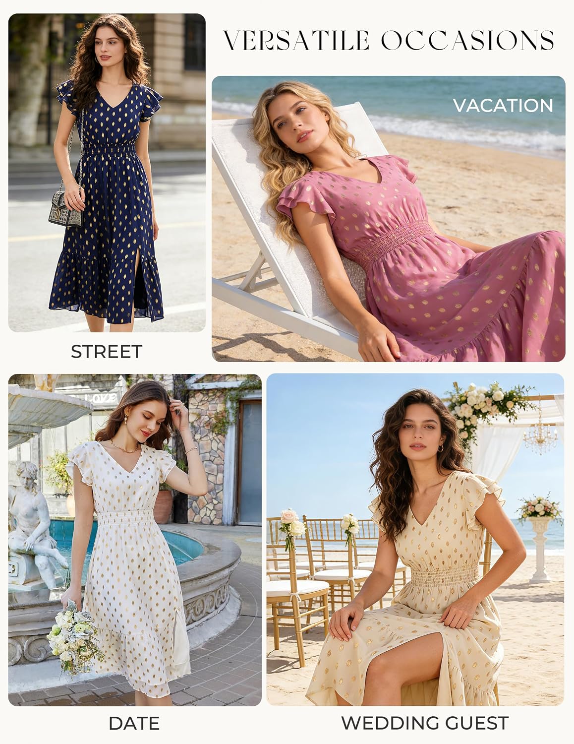 GRACE KARIN Womens Summer Wedding Guest Dresses Boho Beach Midi Sundress