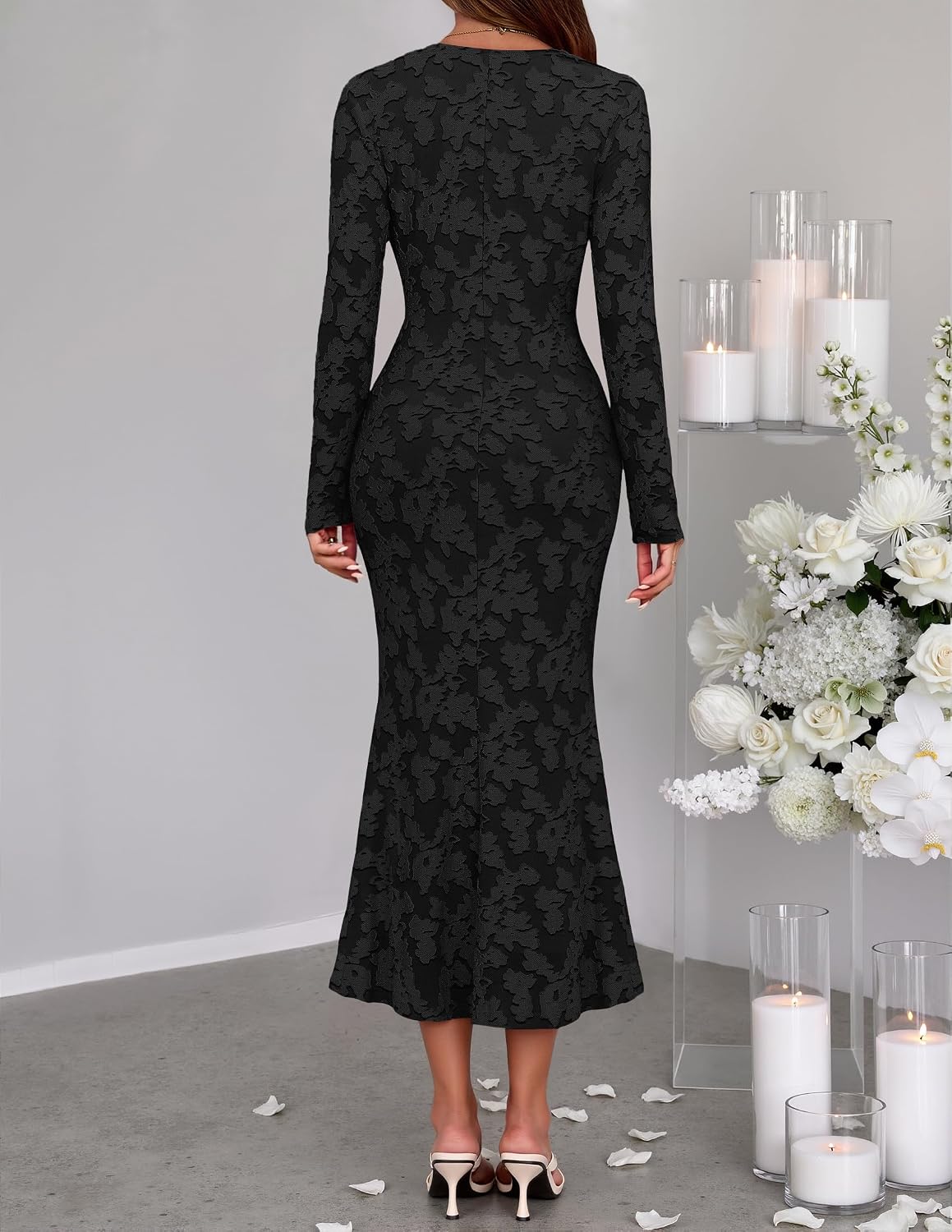 MEROKEETY Women's Wrap Long Sleeve Fall Wedding Guest Formal Maxi Dresses