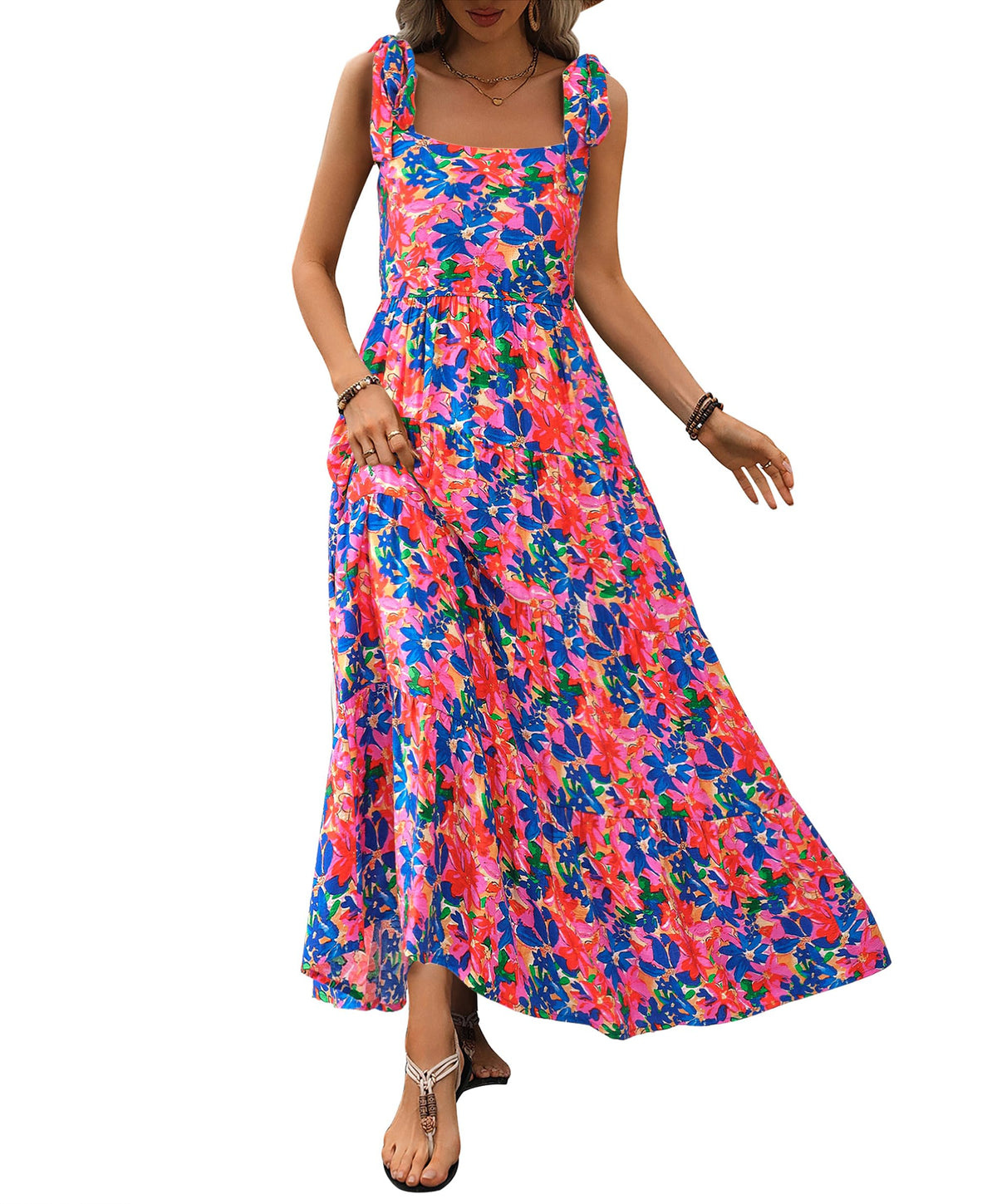 PRETTYGARDEN Women Dresses 2026 Summer Floral Sleeveless Maxi Dress Casual
