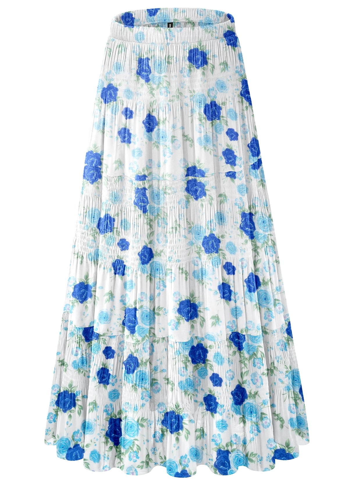 Women's Chiffon White Flowy Maxi Skirts Boho Summer Elastic Waisted Pleated A Line Long Skirt for Women 2026