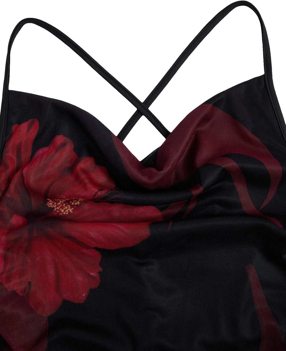 SOLY HUX Women's Floral Mesh Cami Dress Cocktail Wedding Guest Long Dresses