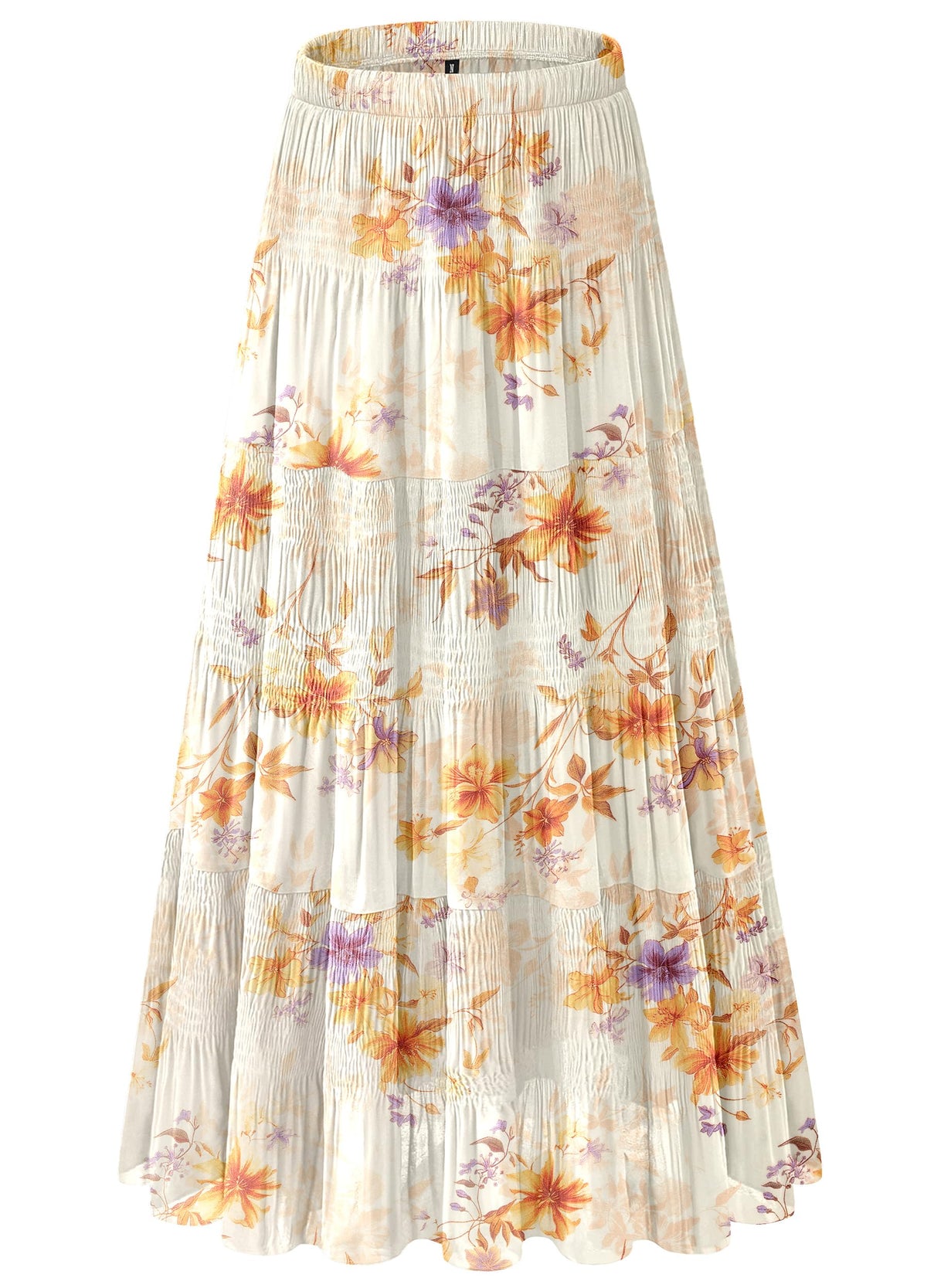 Women's Chiffon White Flowy Maxi Skirts Boho Summer Elastic Waisted Pleated A Line Long Skirt for Women 2026