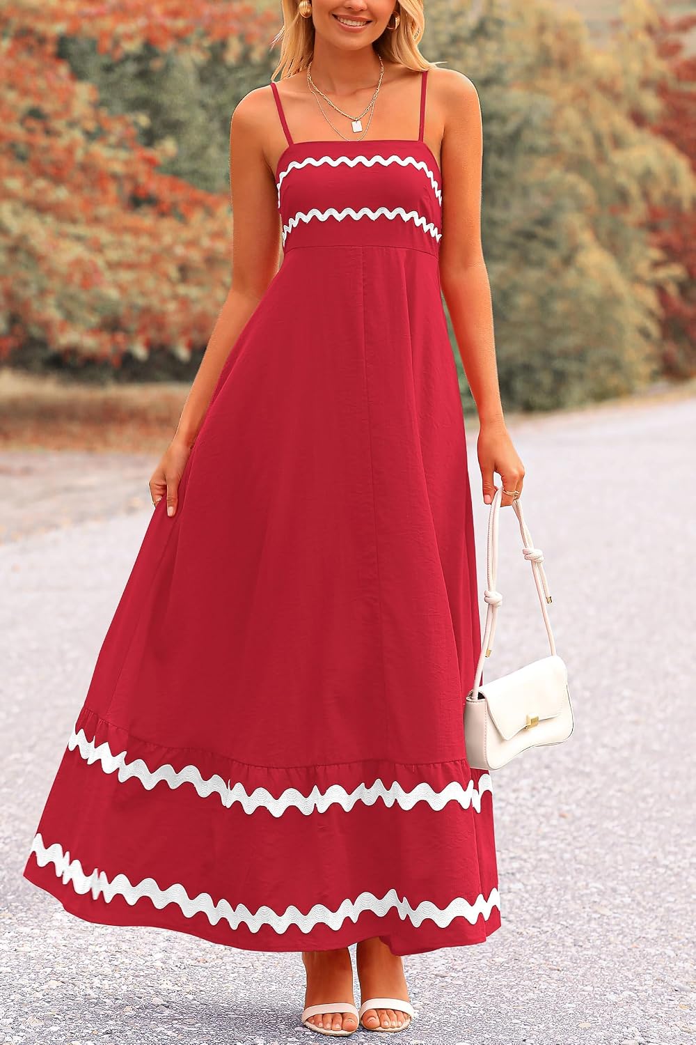 PRETTYGARDEN Women's Summer Spaghetti Strap Boho Maxi Dress