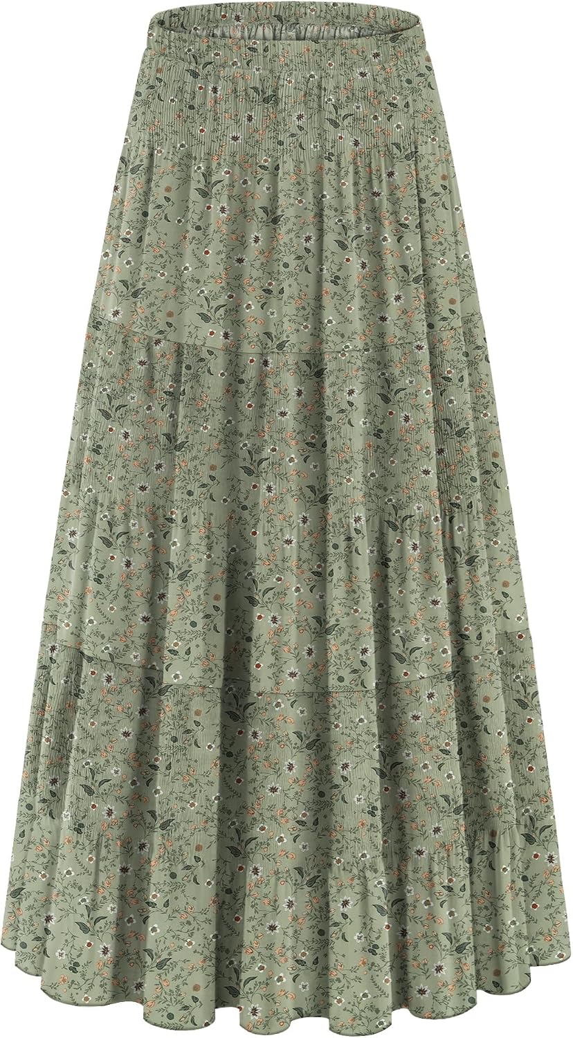 onlypuff Maxi Skirt Women Western Midi Chiffon Flowy Boho Fall Outfits