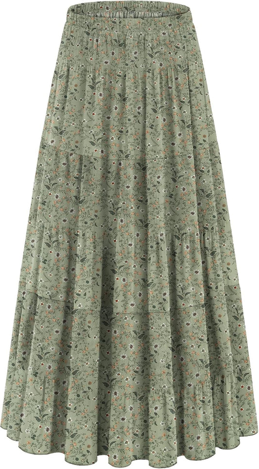 onlypuff Maxi Skirt Women Western Midi Chiffon Flowy Boho Fall Outfits