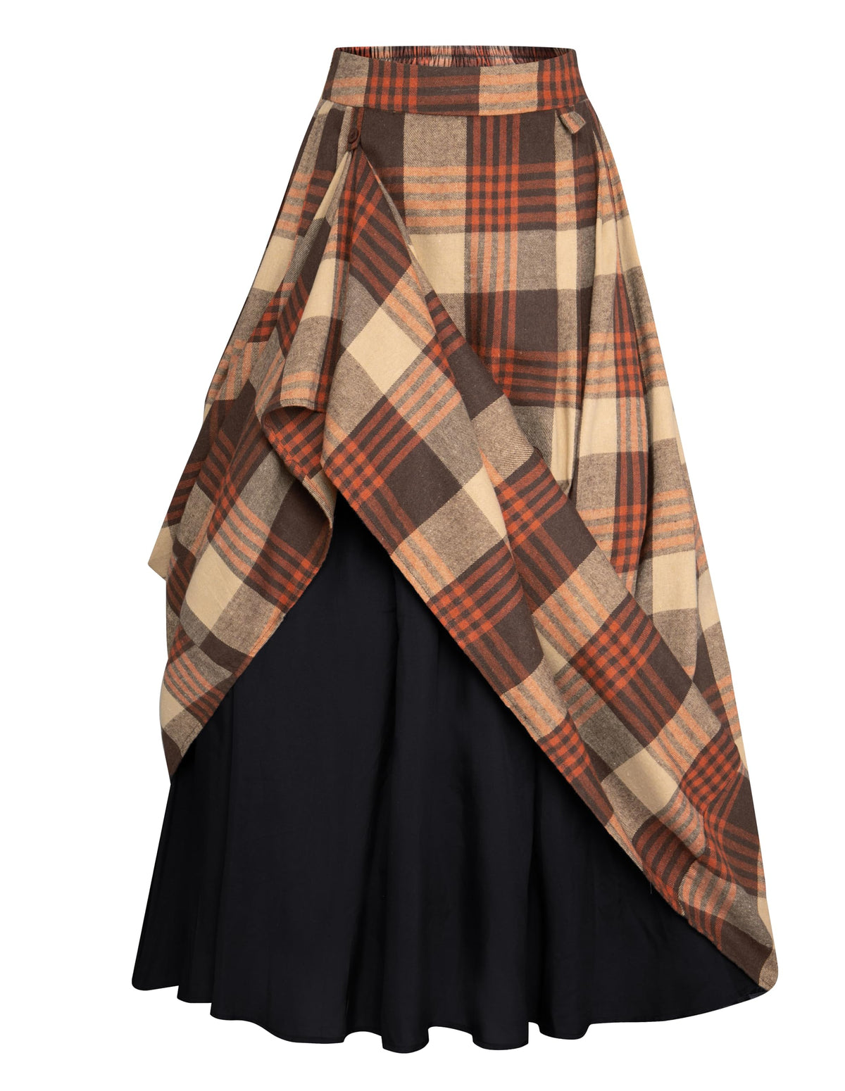 Scarlet Darkness Plaid Skirts for Women High Waist Layered Long Skirt