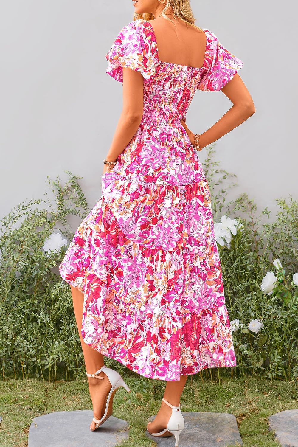 PRETTYGARDEN Women's Smocked Midi Wedding Guest Dress
