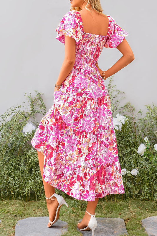 PRETTYGARDEN Women's Smocked Midi Wedding Guest Dress