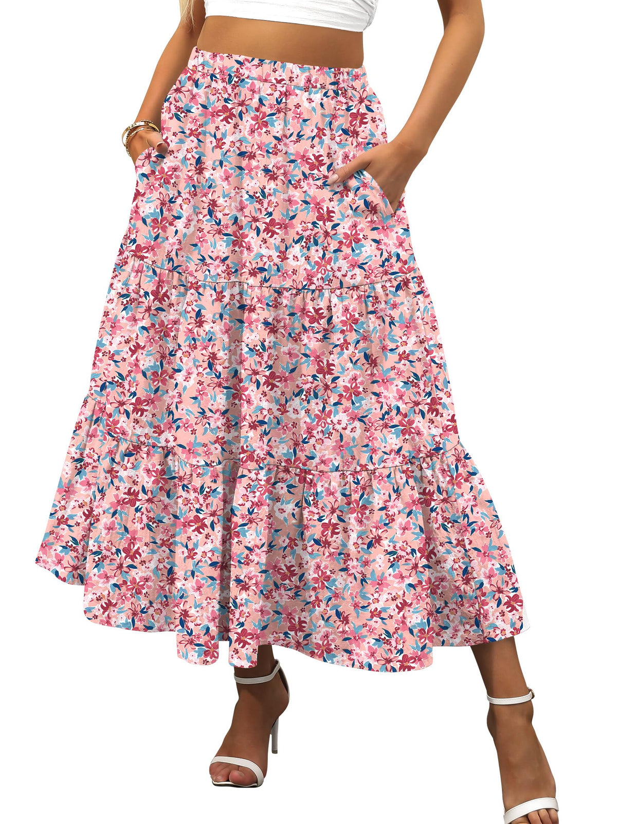 ANRABESS Women’s Summer Flowy Maxi Skirts with Pockets