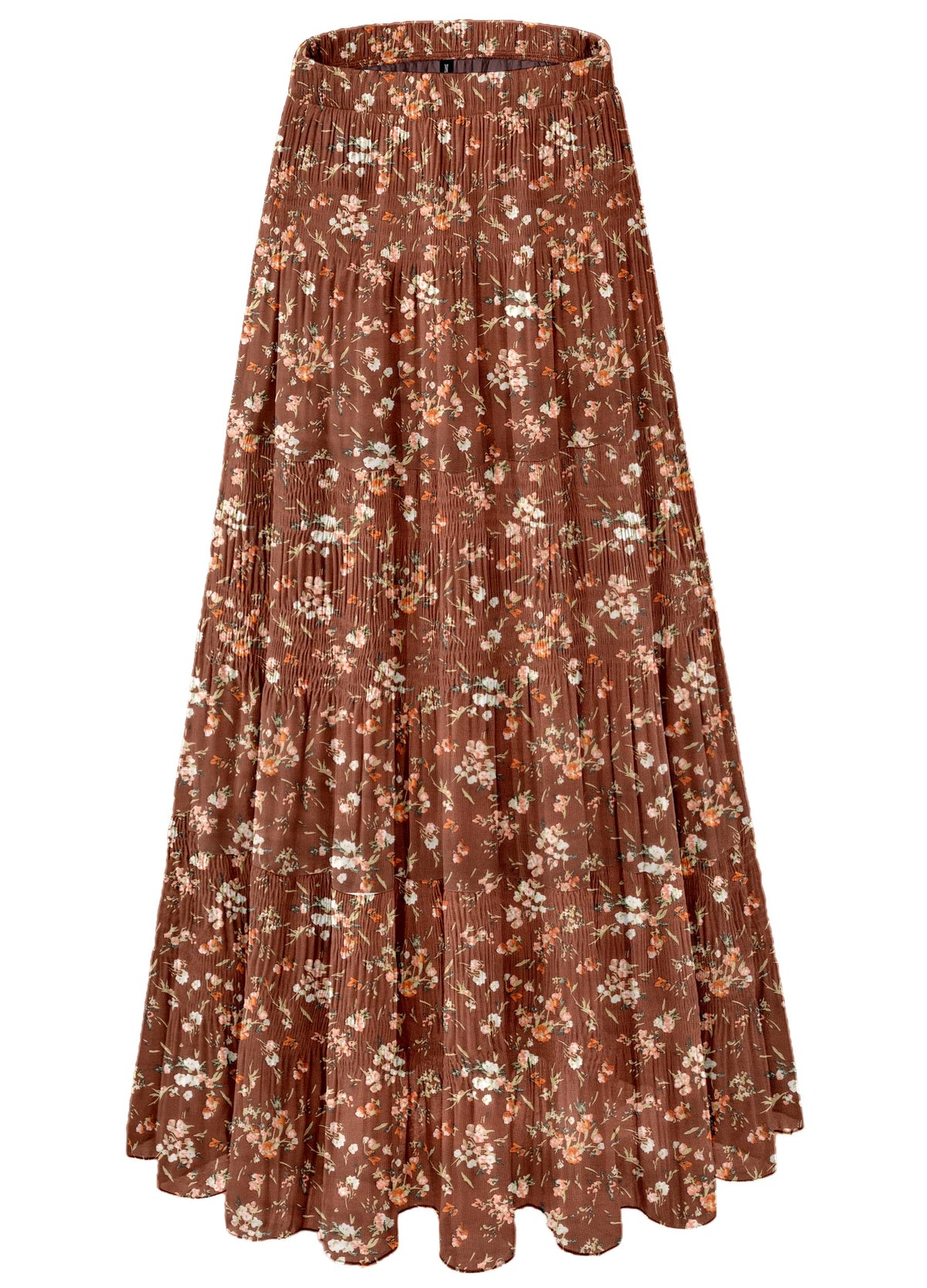 Women's Chiffon White Flowy Maxi Skirts Boho Summer Elastic Waisted Pleated A Line Long Skirt for Women 2026