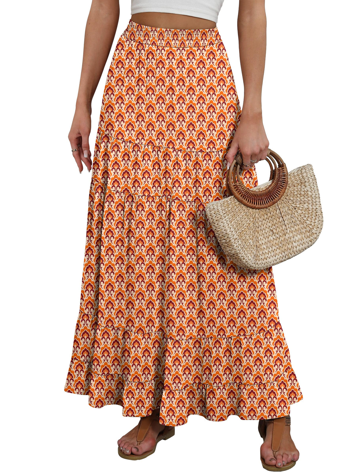 ANRABESS Women’s Summer Flowy Maxi Skirts with Pockets