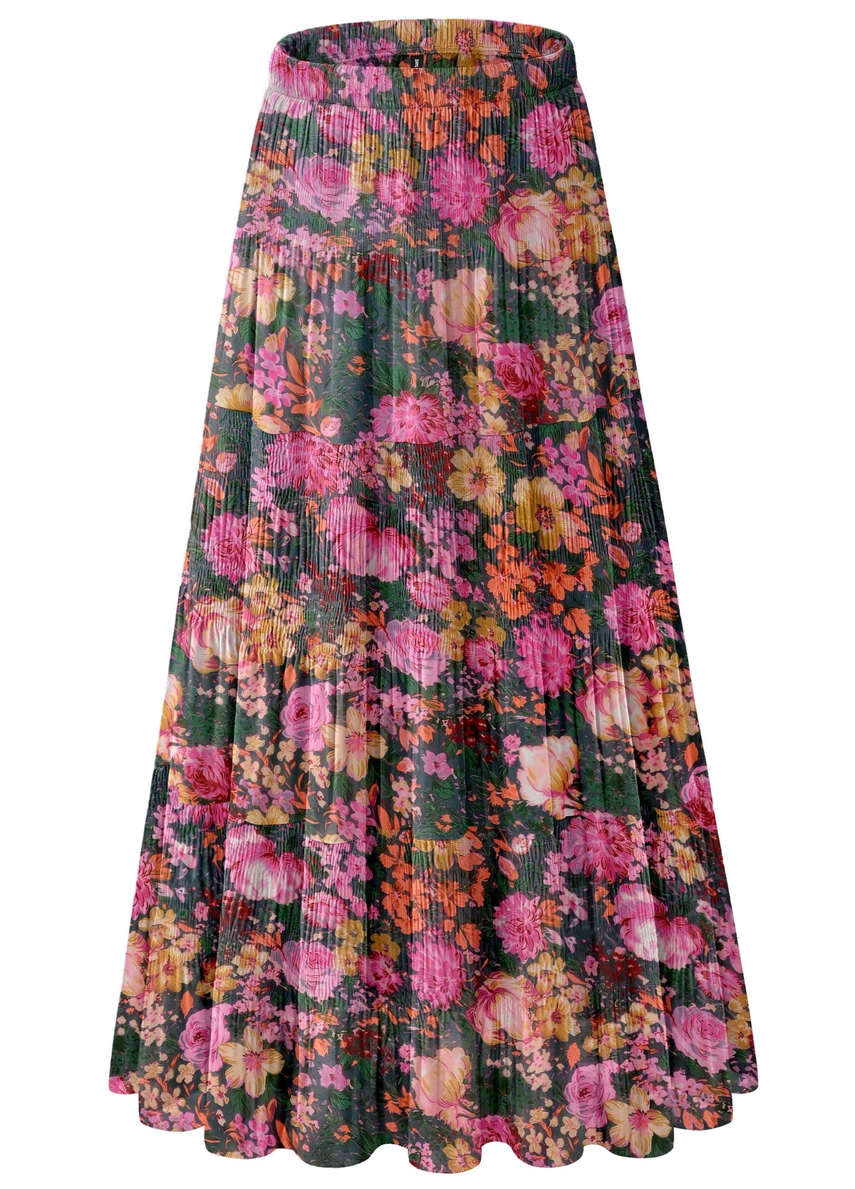 Women's Chiffon White Flowy Maxi Skirts Boho Summer Elastic Waisted Pleated A Line Long Skirt for Women 2026