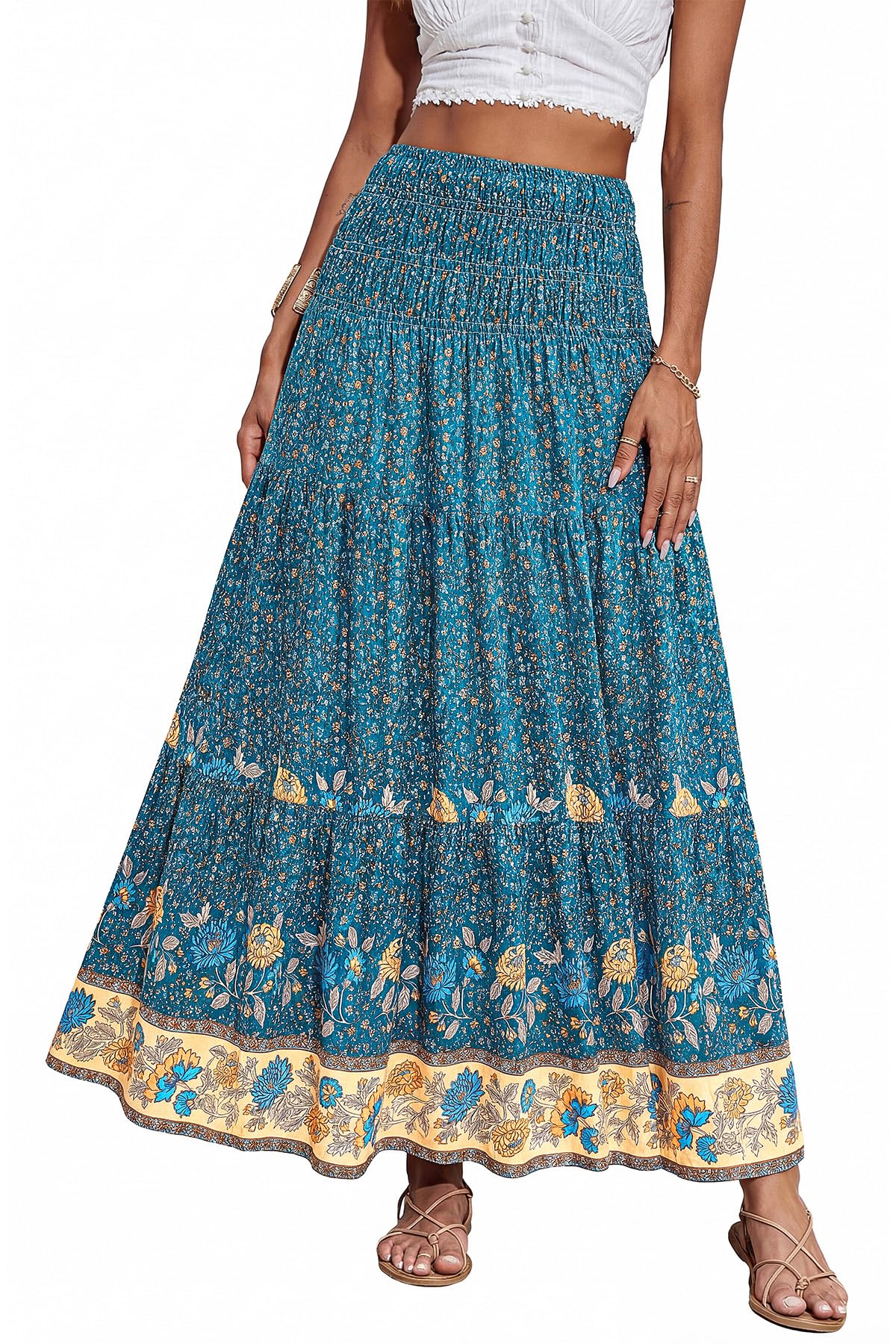 CFLONGE Summer Maxi Skirts for Women 2026 Trendy Floral A Line Boho Skirt
