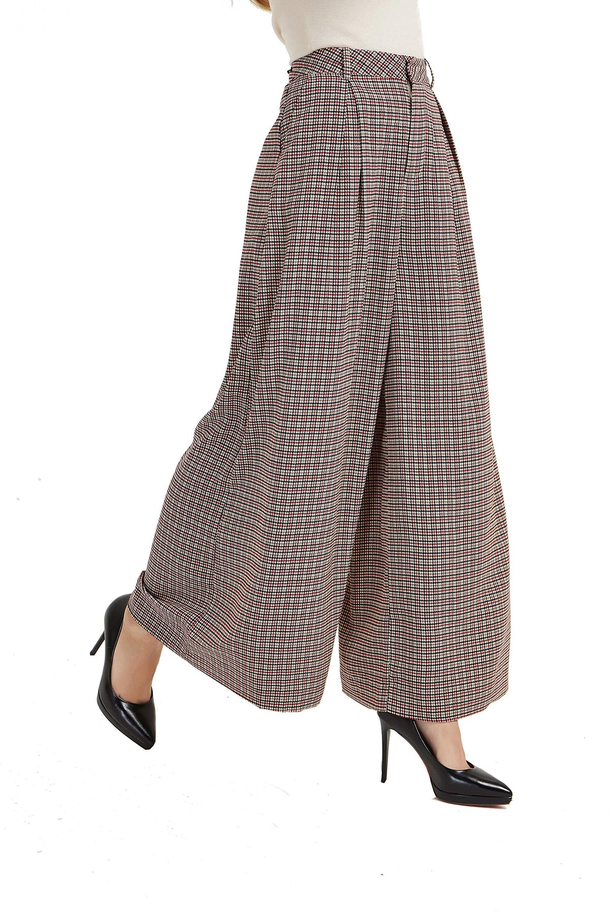 Tronjori Womens High Waist Casual Wide Leg Palazzo Business Pants