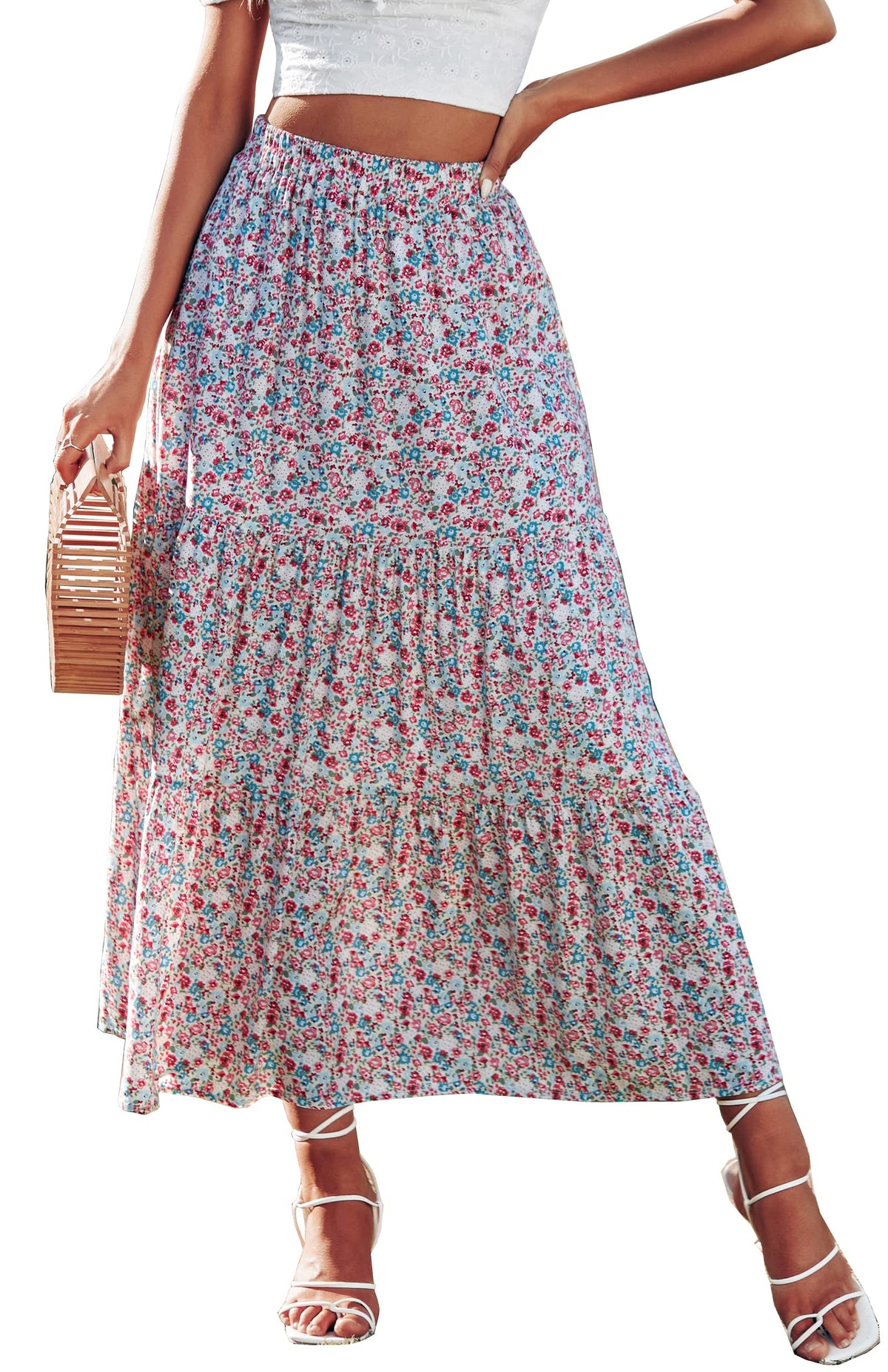 KIRUNDO Maxi Skirts for Women Summer Boho Floral Long Skirt
