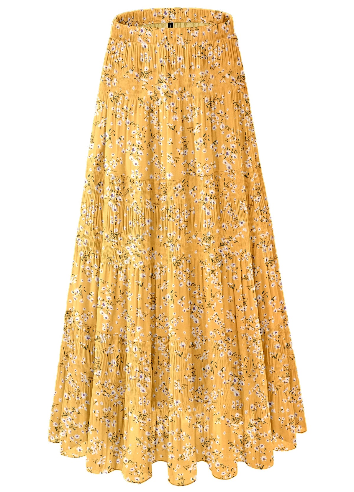 Women's Chiffon White Flowy Maxi Skirts Boho Summer Elastic Waisted Pleated A Line Long Skirt for Women 2026