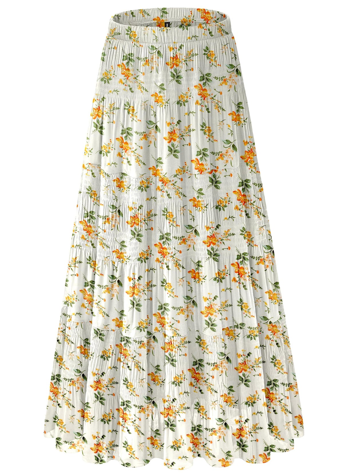 Women's Chiffon White Flowy Maxi Skirts Boho Summer Elastic Waisted Pleated A Line Long Skirt for Women 2026