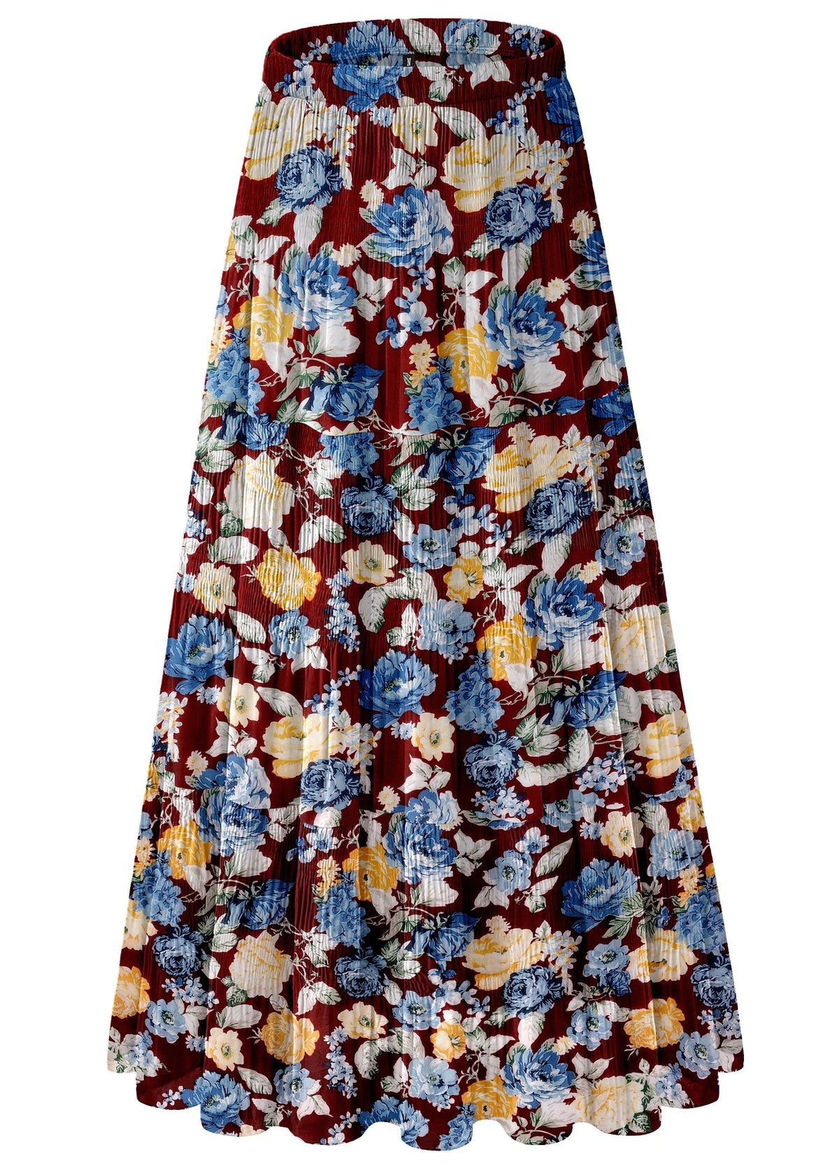 Women's Chiffon White Flowy Maxi Skirts Boho Summer Elastic Waisted Pleated A Line Long Skirt for Women 2026