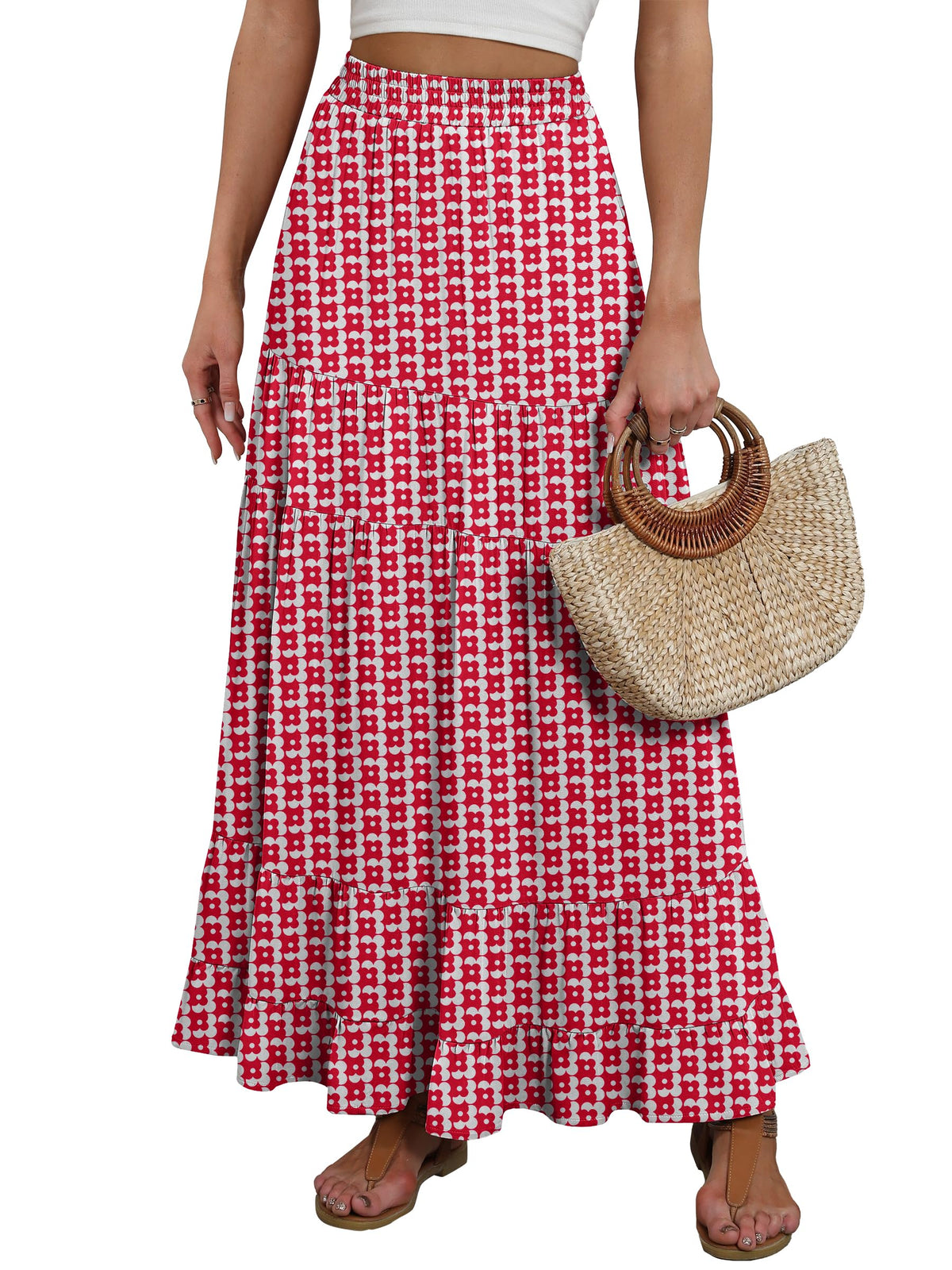 ANRABESS Women’s Summer Flowy Maxi Skirts with Pockets