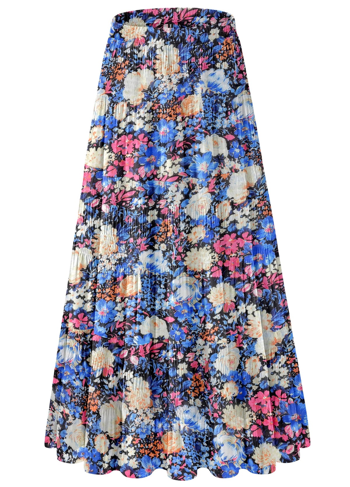 Women's Chiffon White Flowy Maxi Skirts Boho Summer Elastic Waisted Pleated A Line Long Skirt for Women 2026
