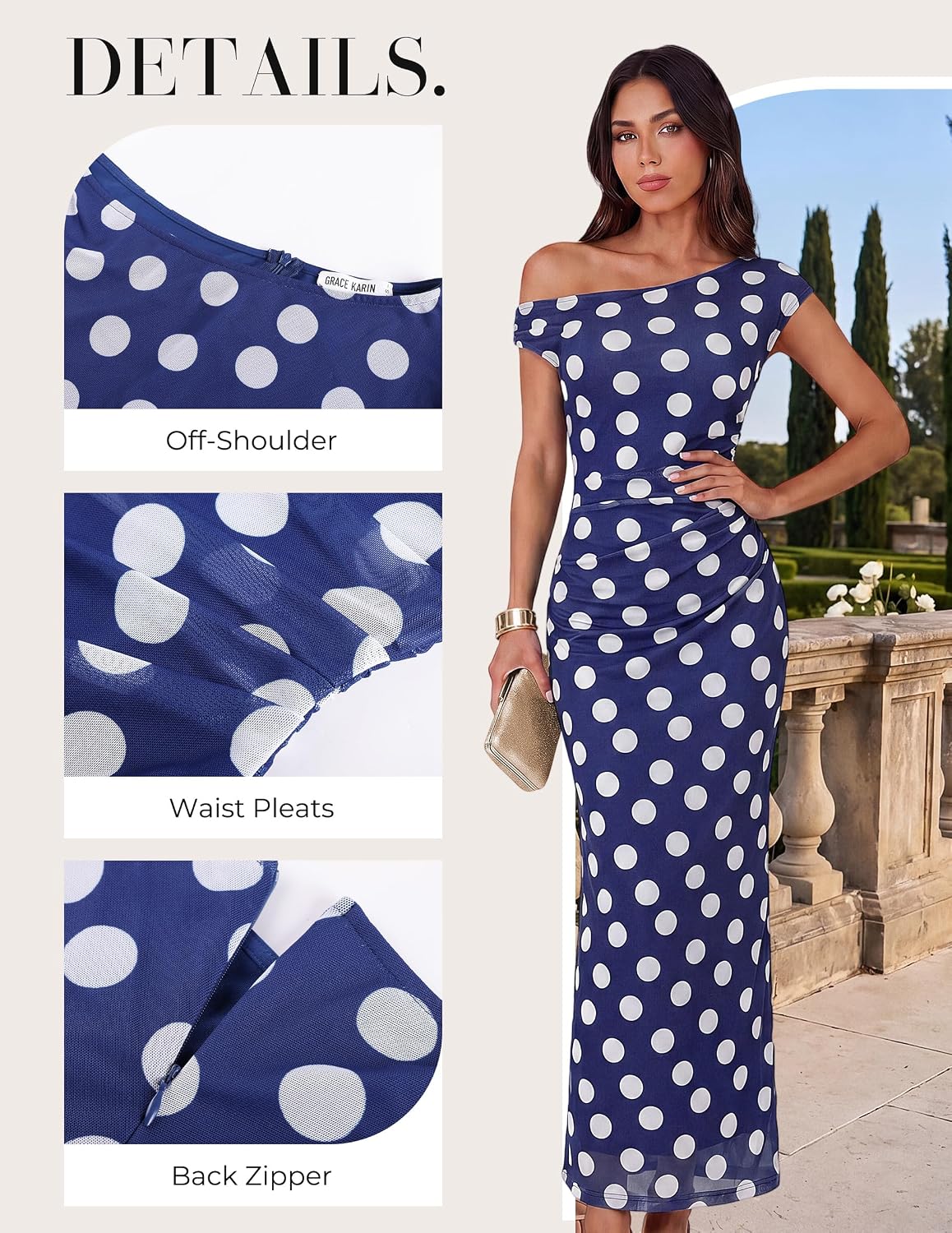 GRACE KARIN Women One Shoulder Bodycon Floral Wedding Guest Cocktail Dress