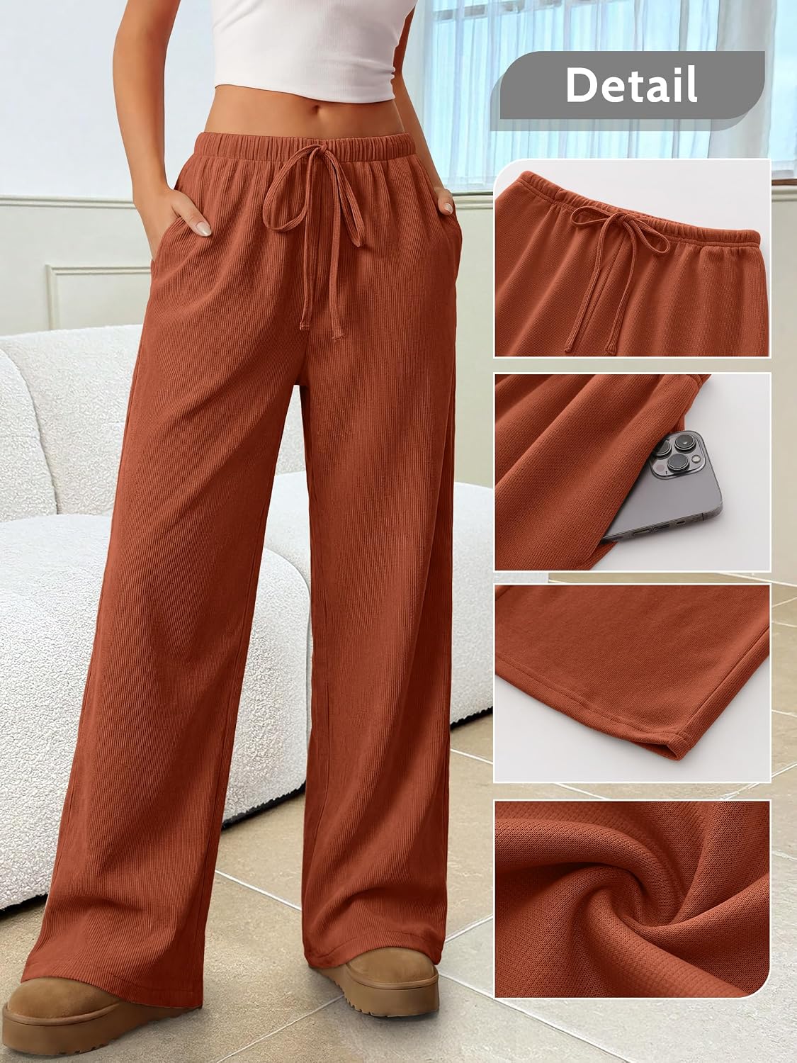 ANRABESS Womens Fall Straight Leg Lounge Pants Pajama Bottoms