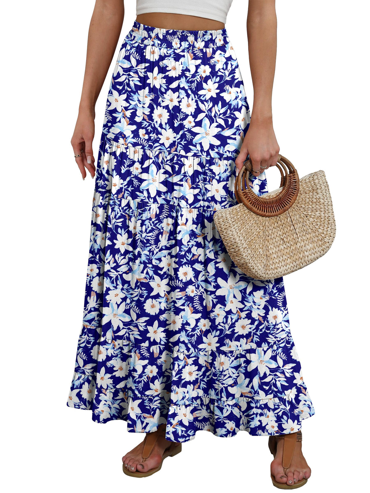 ANRABESS Women’s Summer Flowy Maxi Skirts with Pockets