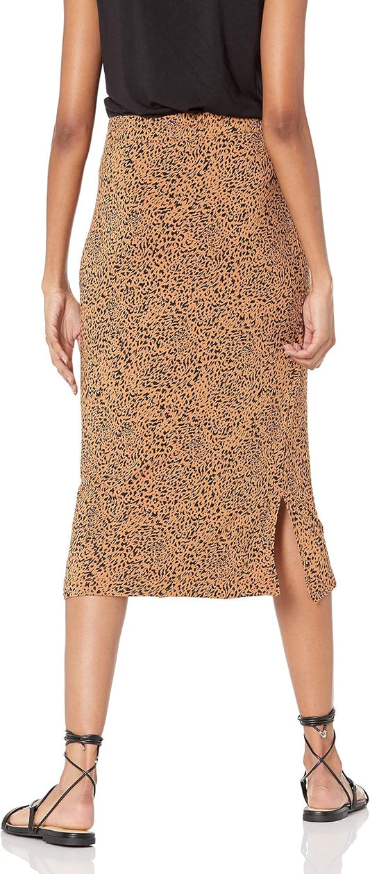 Amazon Essentials Women's Pull-On Knit Midi Skirt with Elastic Waist, Slits