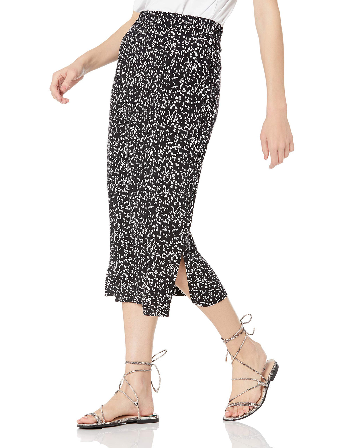 Amazon Essentials Women's Pull-On Knit Midi Skirt with Elastic Waist, Slits