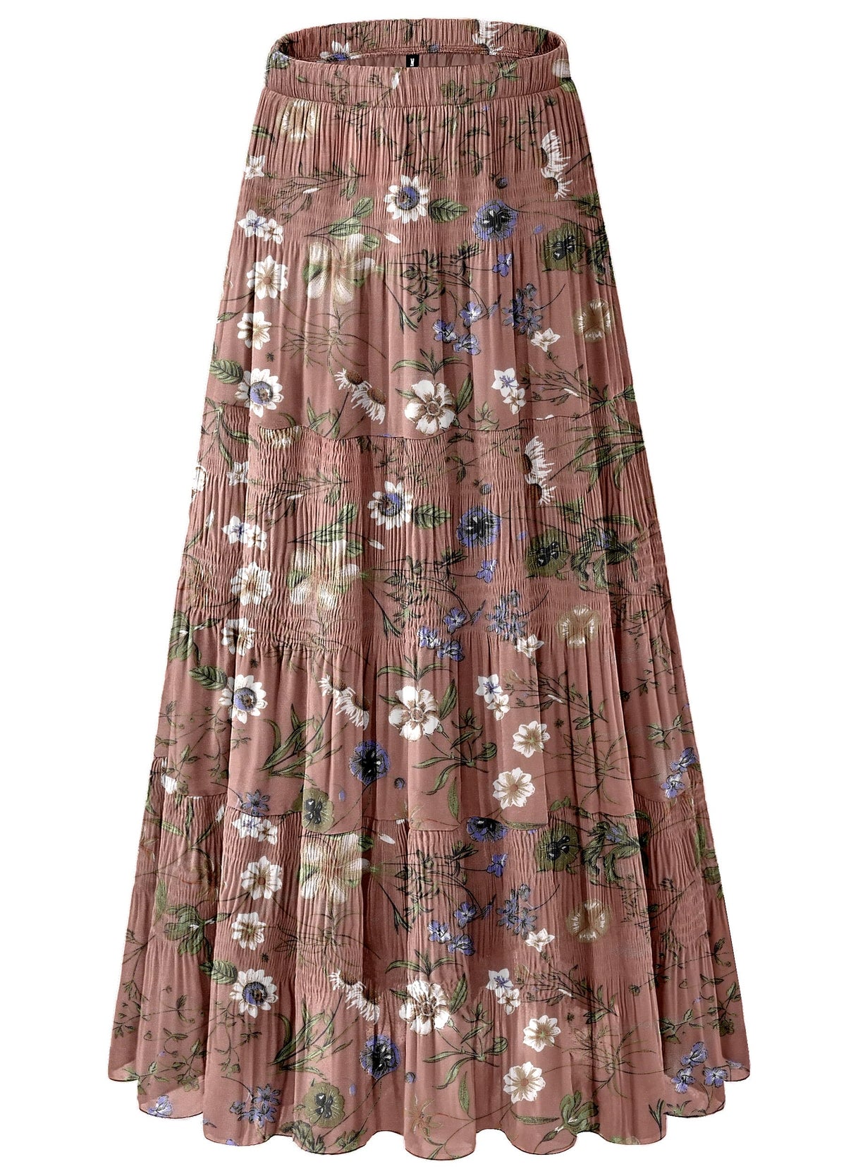 Women's Chiffon White Flowy Maxi Skirts Boho Summer Elastic Waisted Pleated A Line Long Skirt for Women 2026