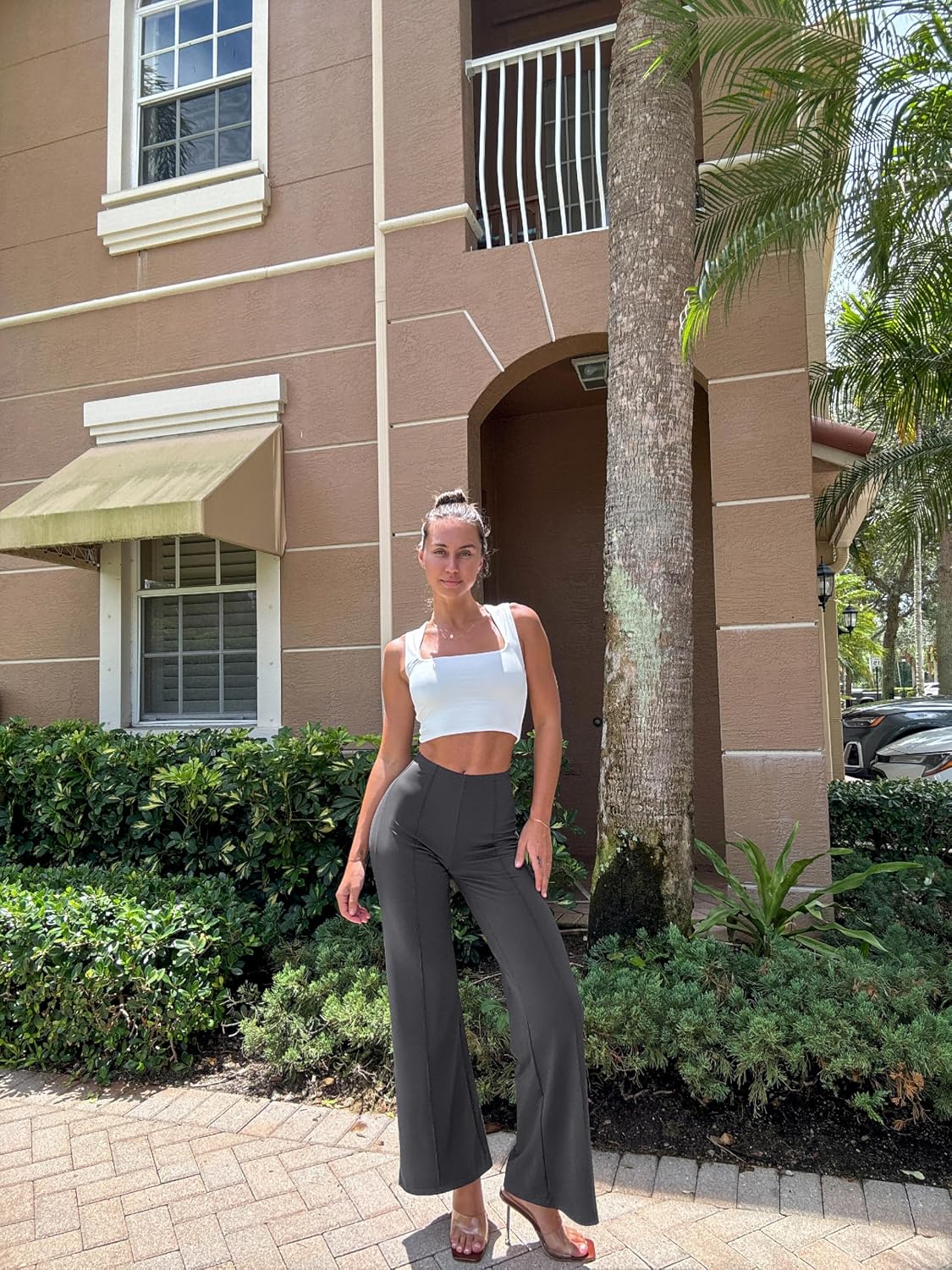 OQQ Women Wide Leg Pants High Waist Casual Pants Clothes Outfits