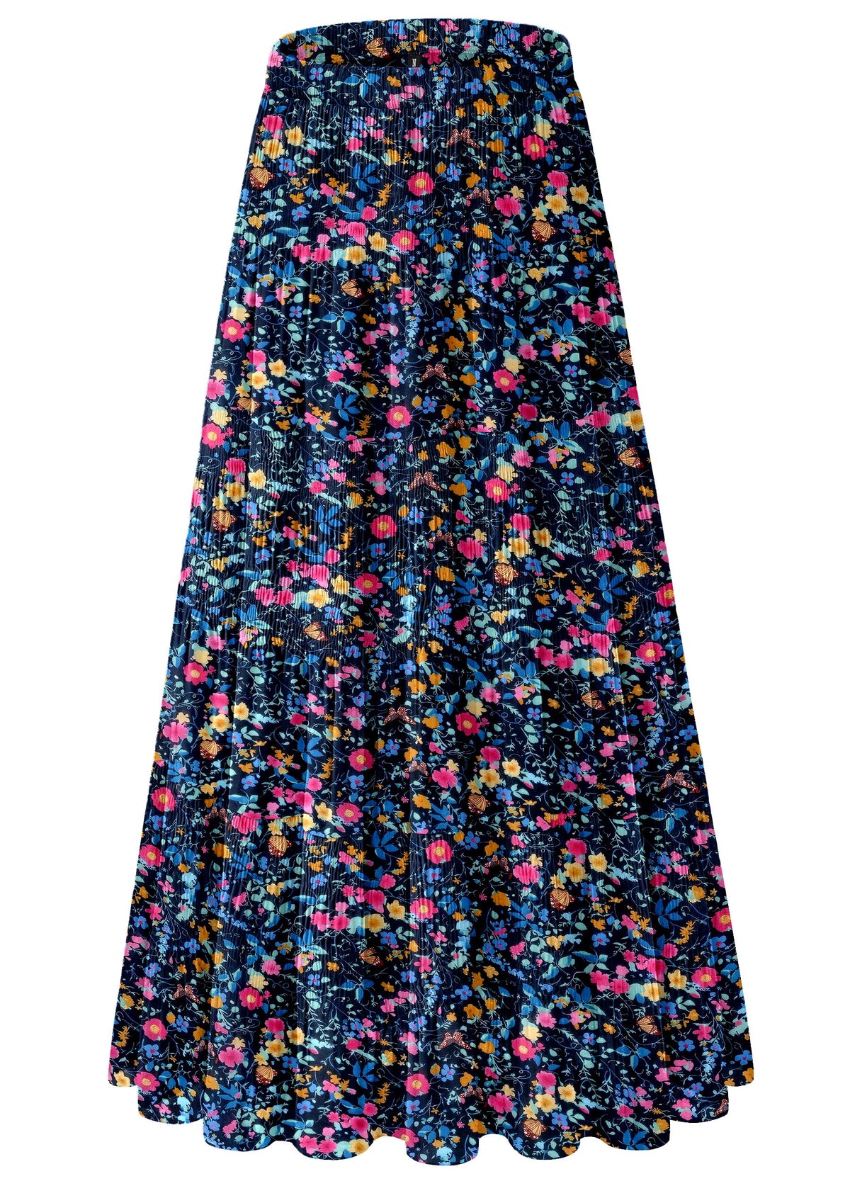 Women's Chiffon White Flowy Maxi Skirts Boho Summer Elastic Waisted Pleated A Line Long Skirt for Women 2026